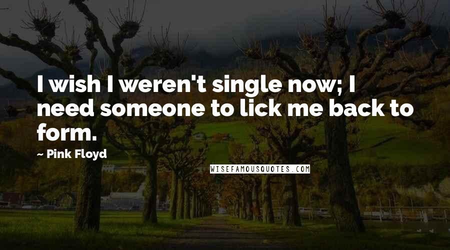 Pink Floyd Quotes: I wish I weren't single now; I need someone to lick me back to form.