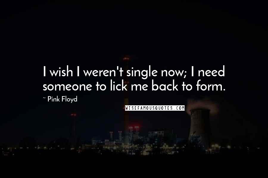 Pink Floyd Quotes: I wish I weren't single now; I need someone to lick me back to form.