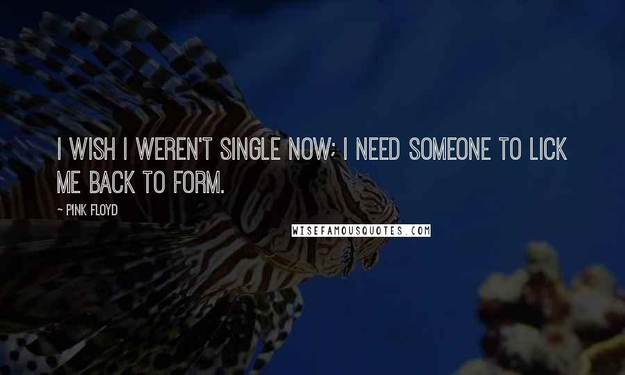 Pink Floyd Quotes: I wish I weren't single now; I need someone to lick me back to form.