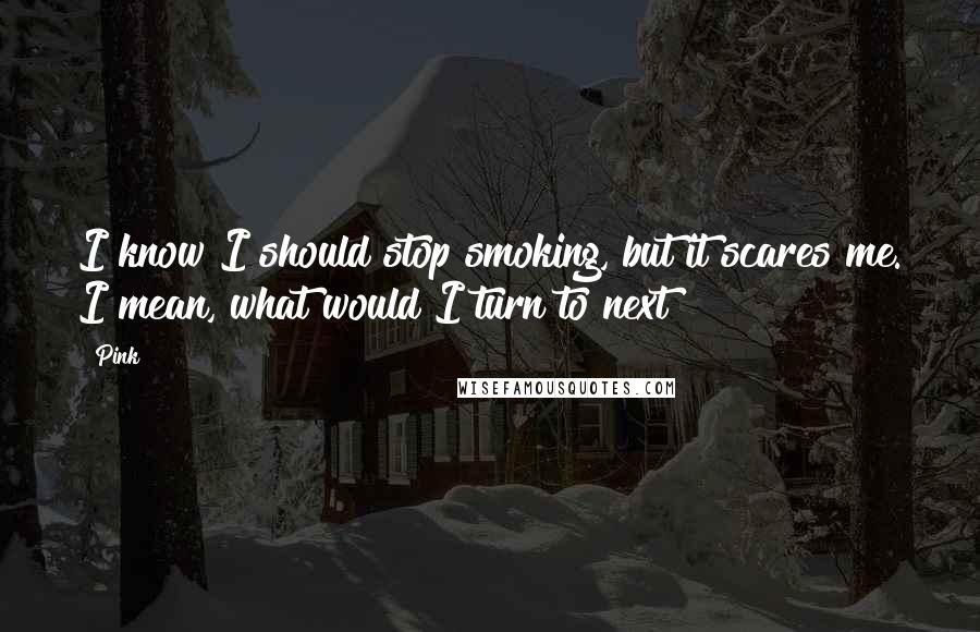 Pink Quotes: I know I should stop smoking, but it scares me. I mean, what would I turn to next?