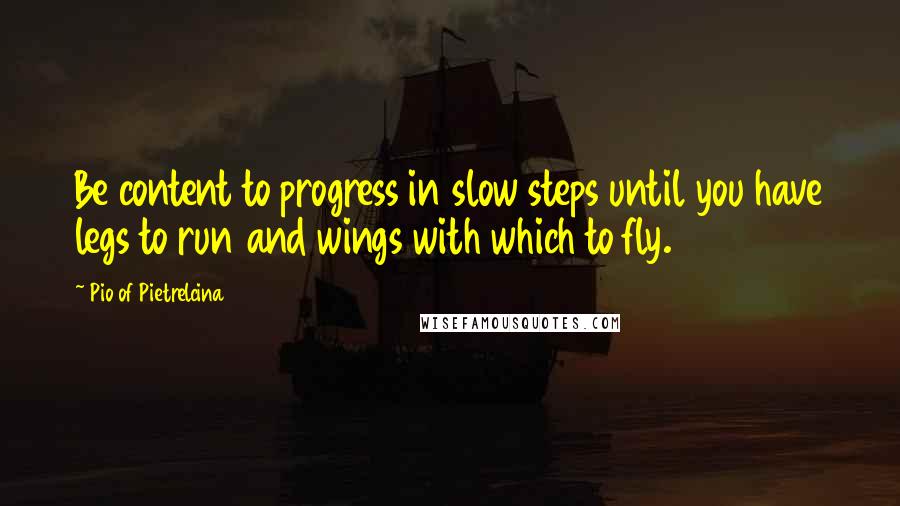 Pio Of Pietrelcina Quotes: Be content to progress in slow steps until you have legs to run and wings with which to fly.