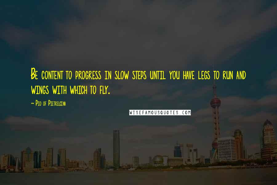 Pio Of Pietrelcina Quotes: Be content to progress in slow steps until you have legs to run and wings with which to fly.