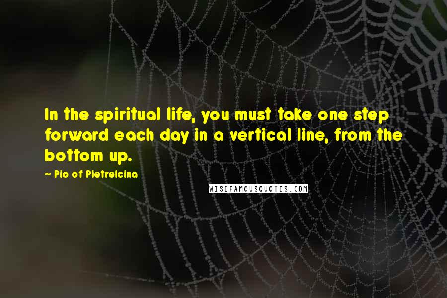 Pio Of Pietrelcina Quotes: In the spiritual life, you must take one step forward each day in a vertical line, from the bottom up.