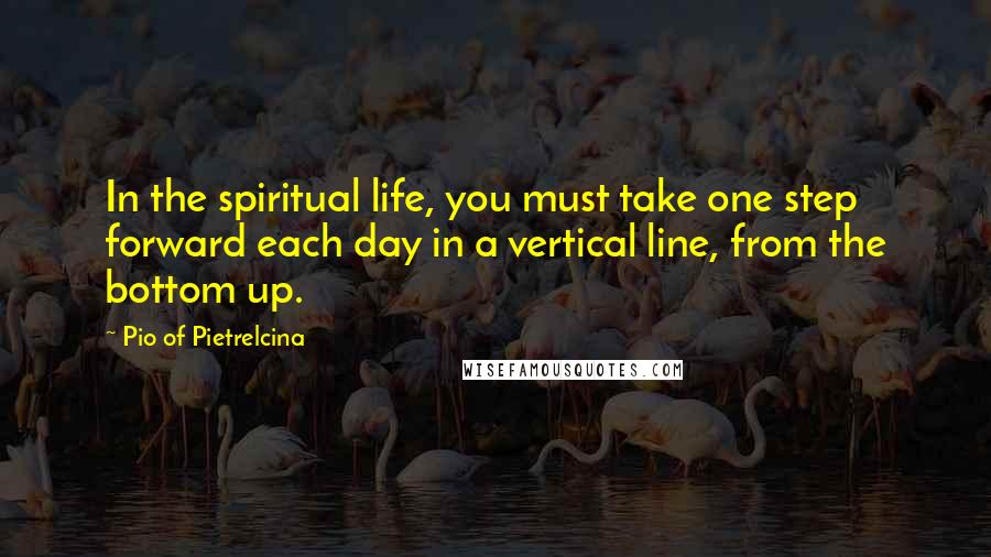 Pio Of Pietrelcina Quotes: In the spiritual life, you must take one step forward each day in a vertical line, from the bottom up.