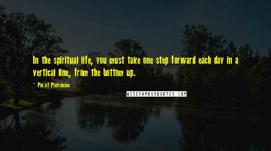 Pio Of Pietrelcina Quotes: In the spiritual life, you must take one step forward each day in a vertical line, from the bottom up.