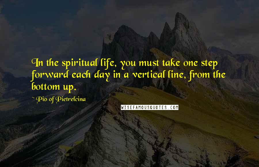 Pio Of Pietrelcina Quotes: In the spiritual life, you must take one step forward each day in a vertical line, from the bottom up.