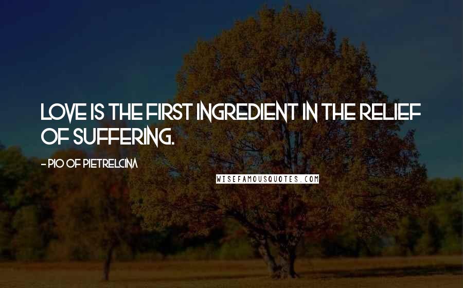 Pio Of Pietrelcina Quotes: Love is the first ingredient in the relief of suffering.