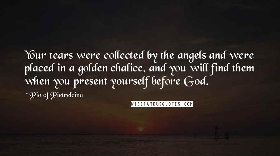 Pio Of Pietrelcina Quotes: Your tears were collected by the angels and were placed in a golden chalice, and you will find them when you present yourself before God.