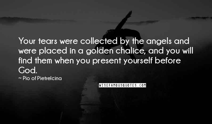 Pio Of Pietrelcina Quotes: Your tears were collected by the angels and were placed in a golden chalice, and you will find them when you present yourself before God.