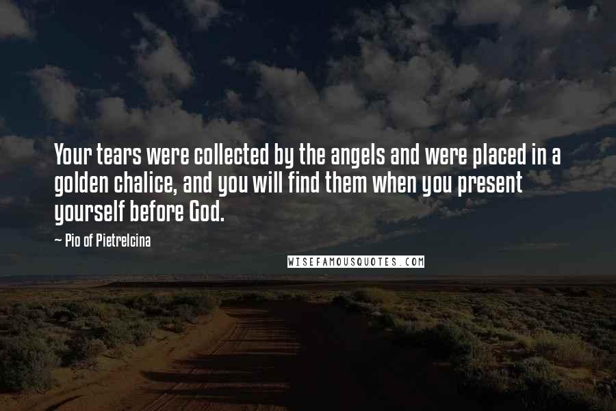 Pio Of Pietrelcina Quotes: Your tears were collected by the angels and were placed in a golden chalice, and you will find them when you present yourself before God.