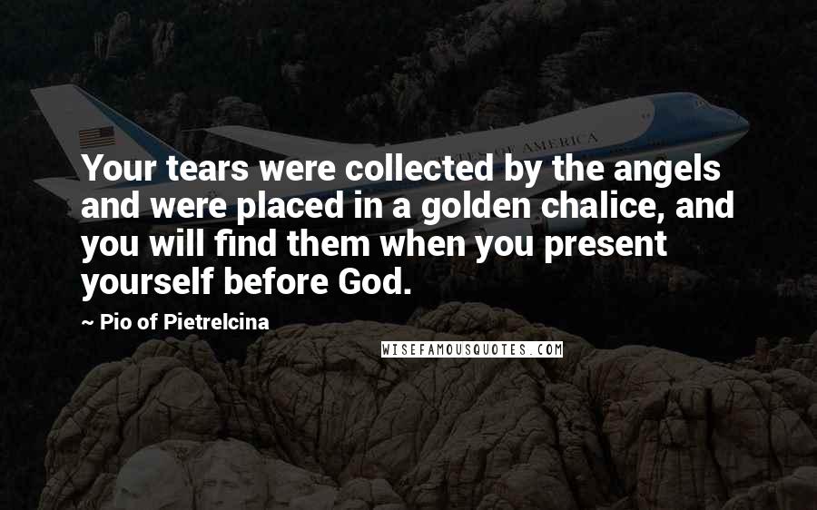 Pio Of Pietrelcina Quotes: Your tears were collected by the angels and were placed in a golden chalice, and you will find them when you present yourself before God.