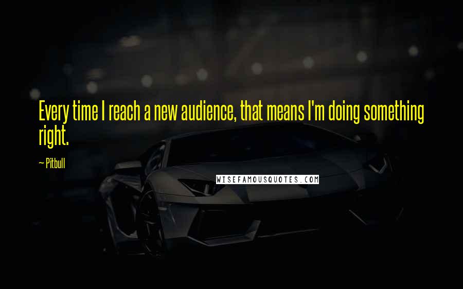 Pitbull Quotes: Every time I reach a new audience, that means I'm doing something right.