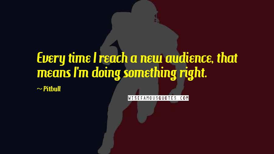 Pitbull Quotes: Every time I reach a new audience, that means I'm doing something right.