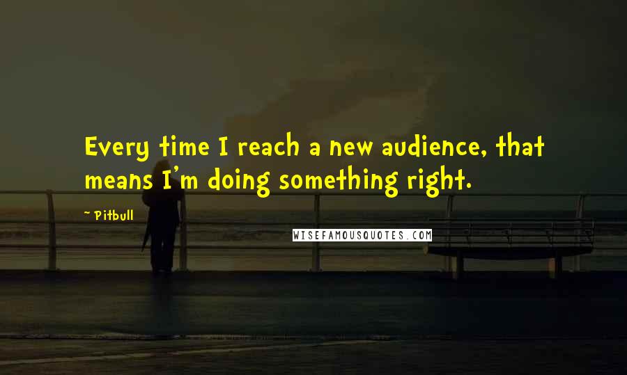 Pitbull Quotes: Every time I reach a new audience, that means I'm doing something right.