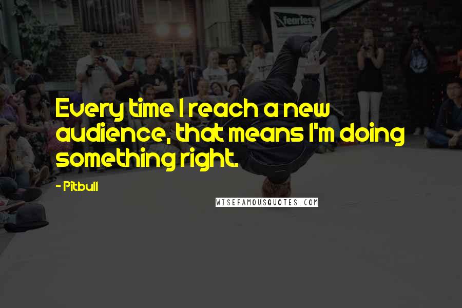 Pitbull Quotes: Every time I reach a new audience, that means I'm doing something right.