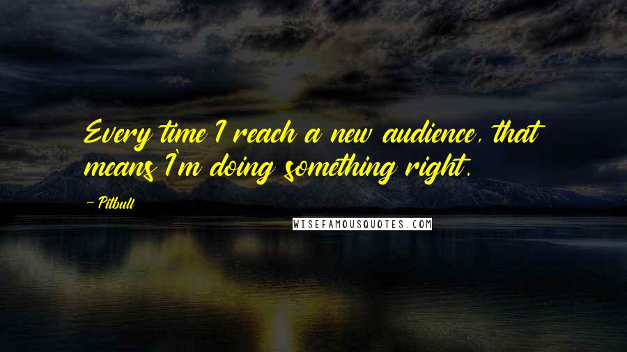 Pitbull Quotes: Every time I reach a new audience, that means I'm doing something right.