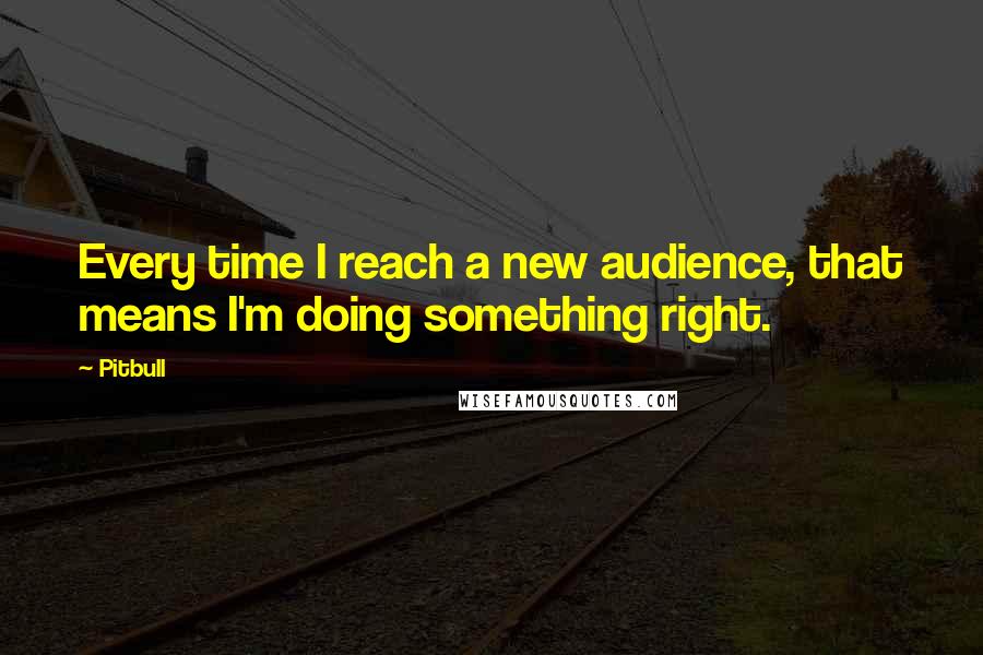 Pitbull Quotes: Every time I reach a new audience, that means I'm doing something right.