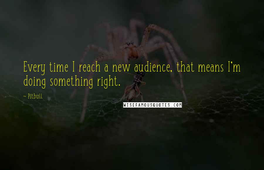 Pitbull Quotes: Every time I reach a new audience, that means I'm doing something right.