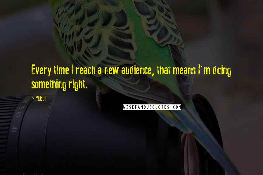 Pitbull Quotes: Every time I reach a new audience, that means I'm doing something right.