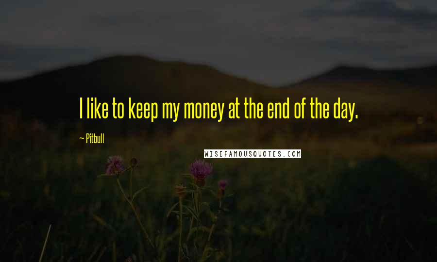 Pitbull Quotes: I like to keep my money at the end of the day.