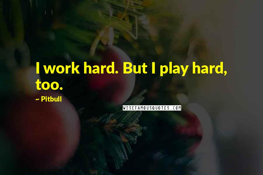 Pitbull Quotes: I work hard. But I play hard, too.