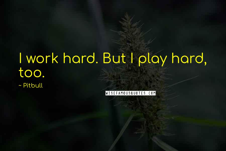 Pitbull Quotes: I work hard. But I play hard, too.