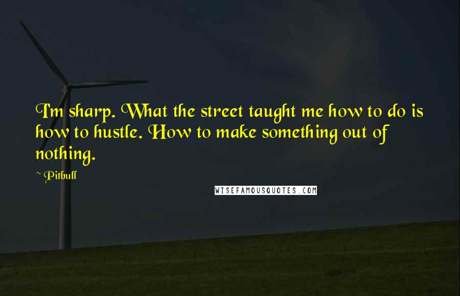 Pitbull Quotes: I'm sharp. What the street taught me how to do is how to hustle. How to make something out of nothing.