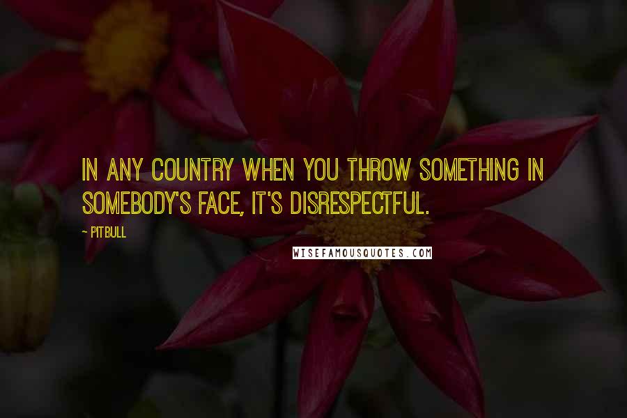 Pitbull Quotes: In any country when you throw something in somebody's face, it's disrespectful.