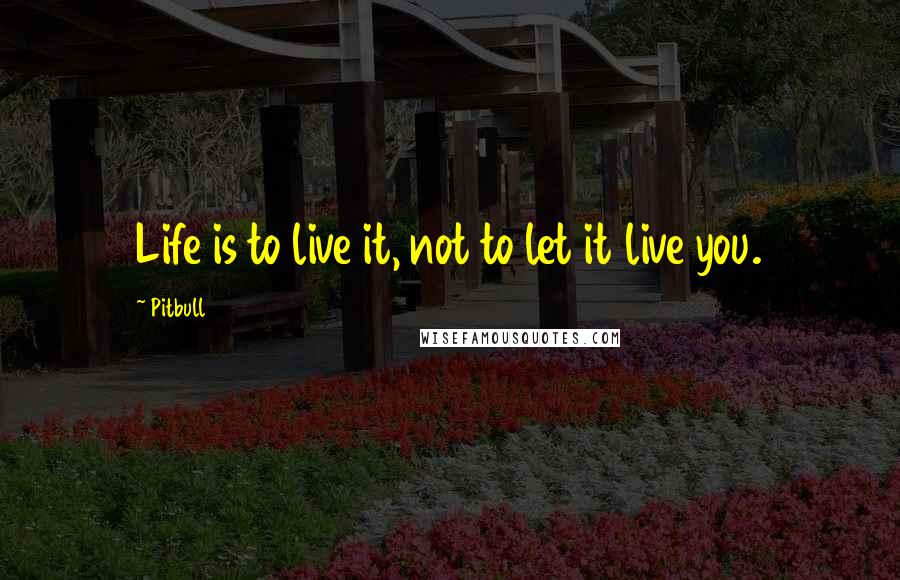 Pitbull Quotes: Life is to live it, not to let it live you.