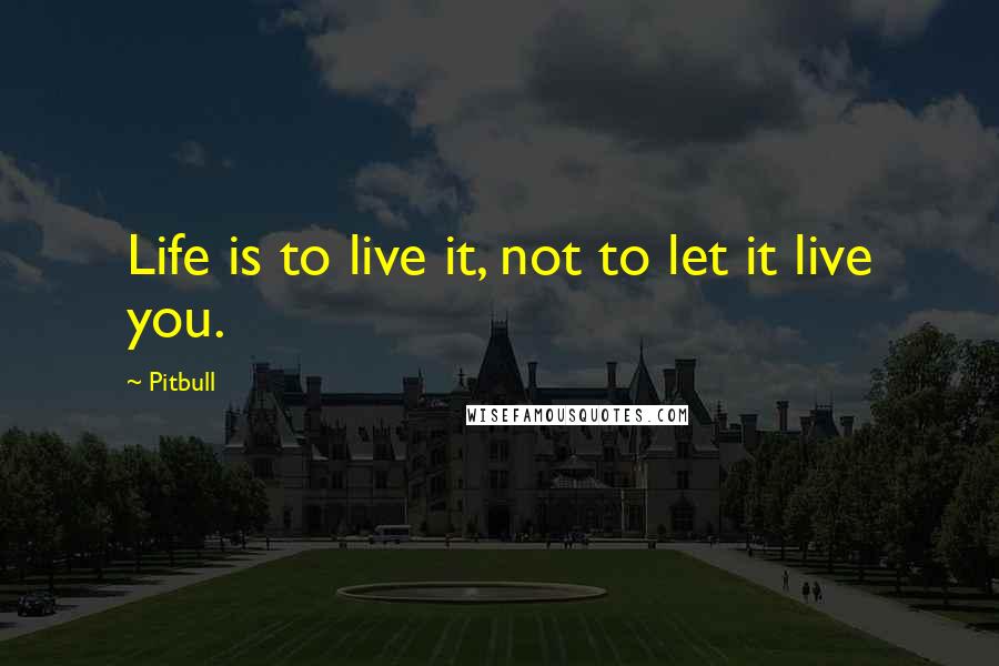 Pitbull Quotes: Life is to live it, not to let it live you.