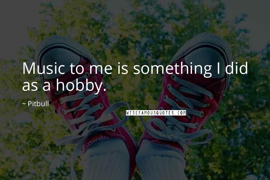 Pitbull Quotes: Music to me is something I did as a hobby.