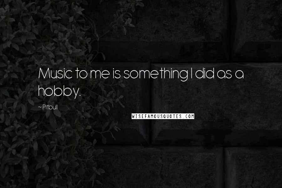 Pitbull Quotes: Music to me is something I did as a hobby.