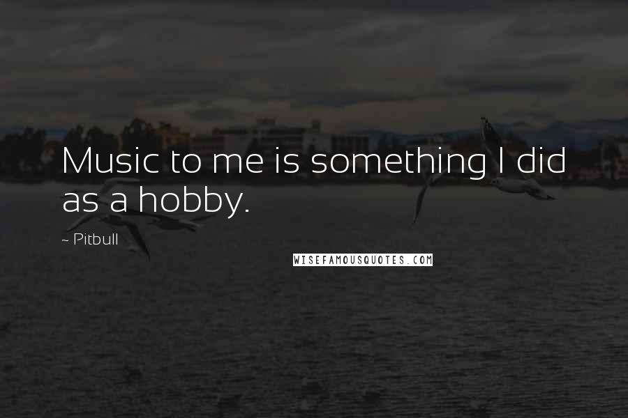 Pitbull Quotes: Music to me is something I did as a hobby.