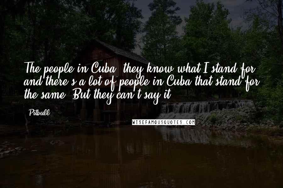 Pitbull Quotes: The people in Cuba, they know what I stand for, and there's a lot of people in Cuba that stand for the same. But they can't say it.
