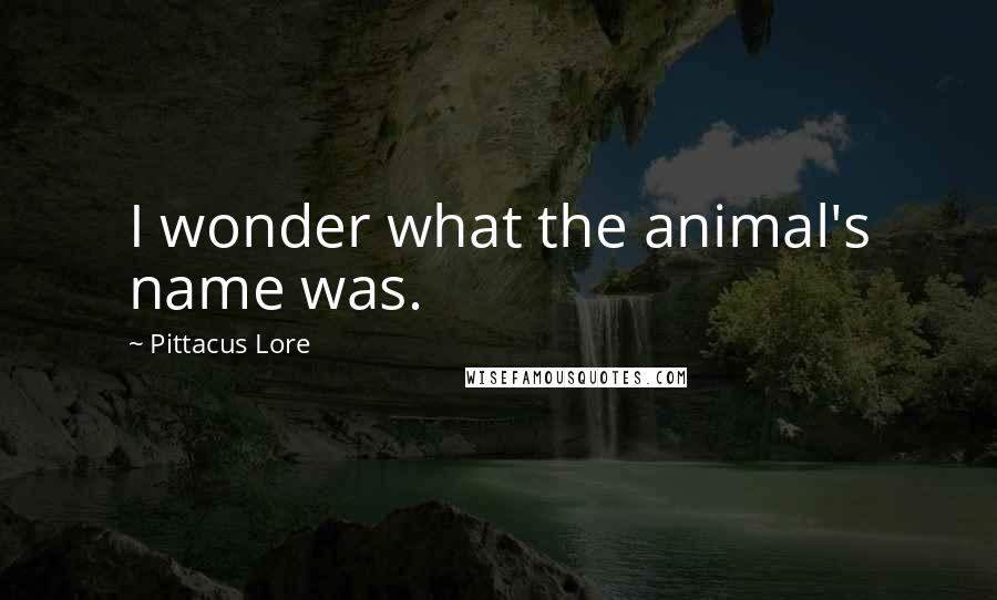 Pittacus Lore Quotes: I wonder what the animal's name was.