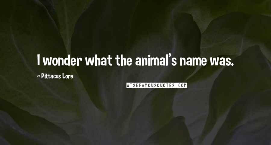 Pittacus Lore Quotes: I wonder what the animal's name was.