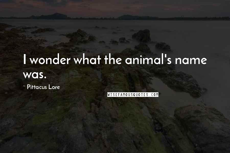 Pittacus Lore Quotes: I wonder what the animal's name was.