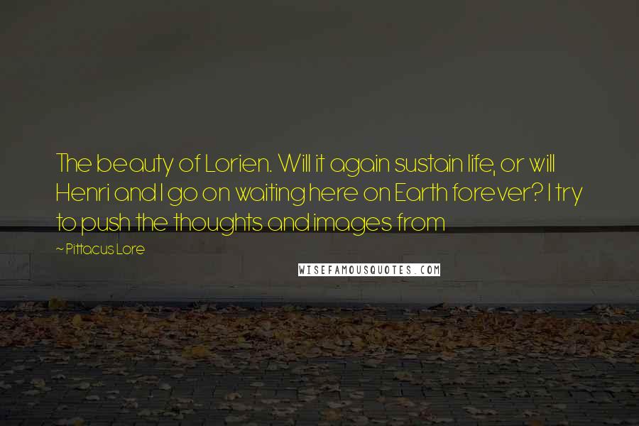 Pittacus Lore Quotes: The beauty of Lorien. Will it again sustain life, or will Henri and I go on waiting here on Earth forever? I try to push the thoughts and images from