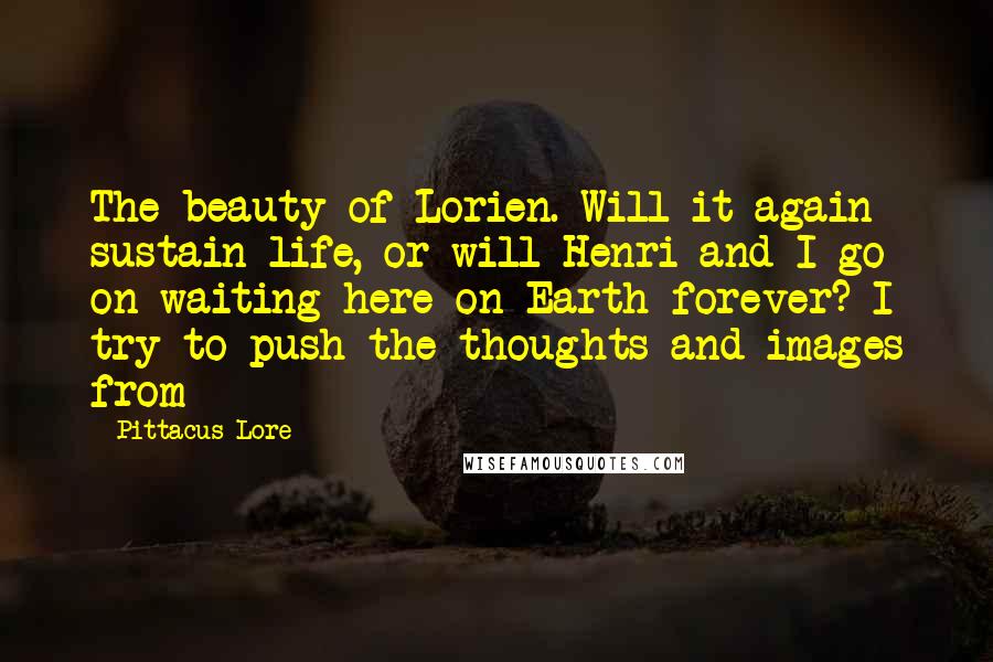 Pittacus Lore Quotes: The beauty of Lorien. Will it again sustain life, or will Henri and I go on waiting here on Earth forever? I try to push the thoughts and images from