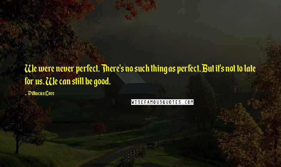 Pittacus Lore Quotes: We were never perfect. There's no such thing as perfect. But it's not to late for us. We can still be good.