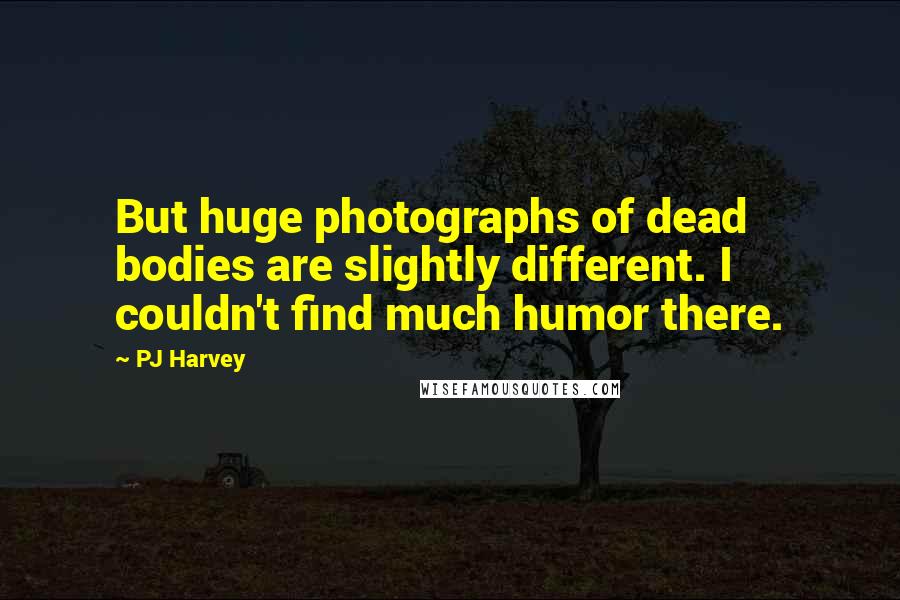 PJ Harvey Quotes: But huge photographs of dead bodies are slightly different. I couldn't find much humor there.