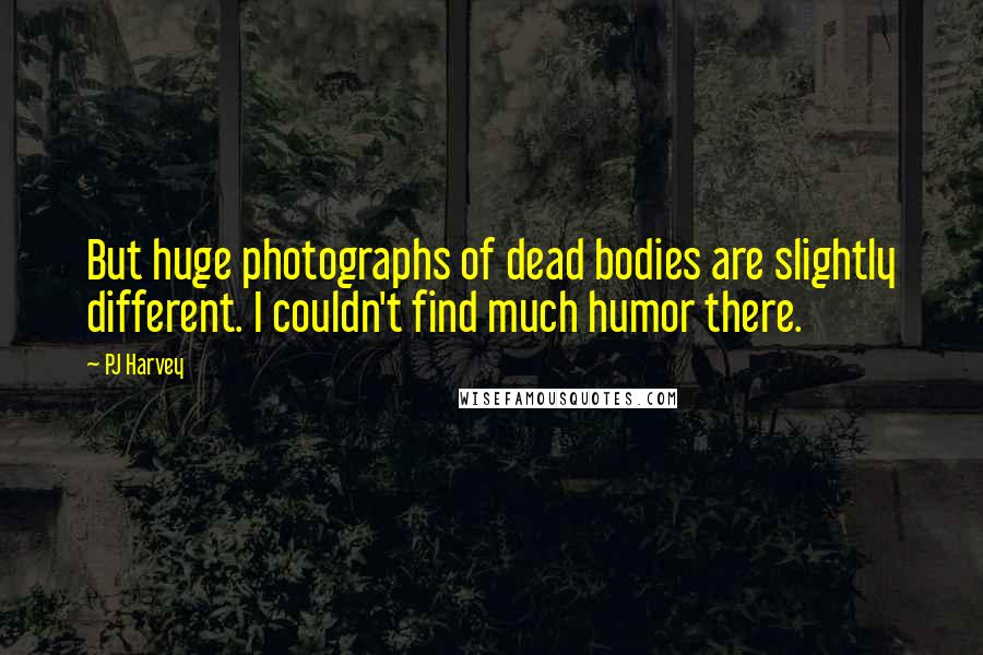 PJ Harvey Quotes: But huge photographs of dead bodies are slightly different. I couldn't find much humor there.