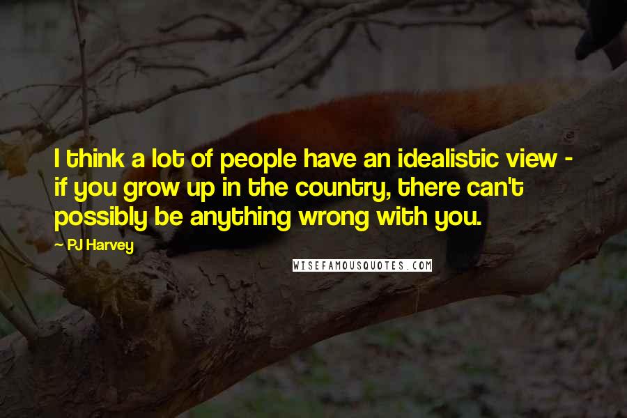 PJ Harvey Quotes: I think a lot of people have an idealistic view - if you grow up in the country, there can't possibly be anything wrong with you.