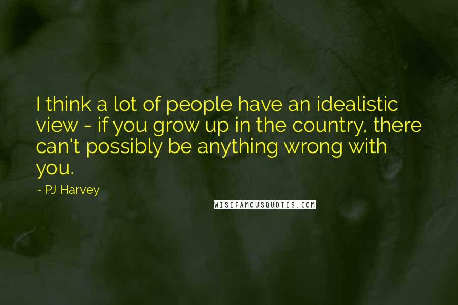 PJ Harvey Quotes: I think a lot of people have an idealistic view - if you grow up in the country, there can't possibly be anything wrong with you.