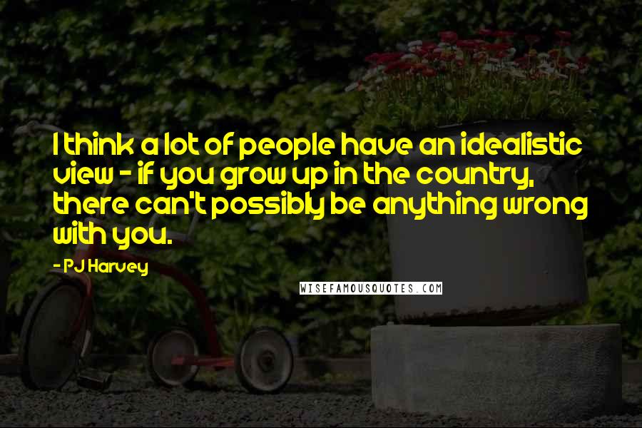 PJ Harvey Quotes: I think a lot of people have an idealistic view - if you grow up in the country, there can't possibly be anything wrong with you.