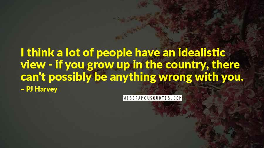 PJ Harvey Quotes: I think a lot of people have an idealistic view - if you grow up in the country, there can't possibly be anything wrong with you.