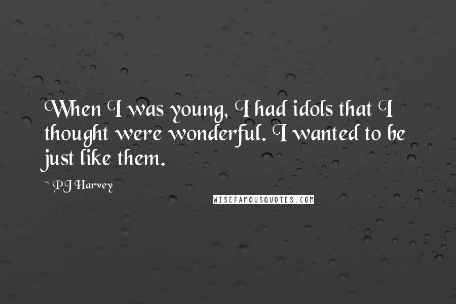PJ Harvey Quotes: When I was young, I had idols that I thought were wonderful. I wanted to be just like them.
