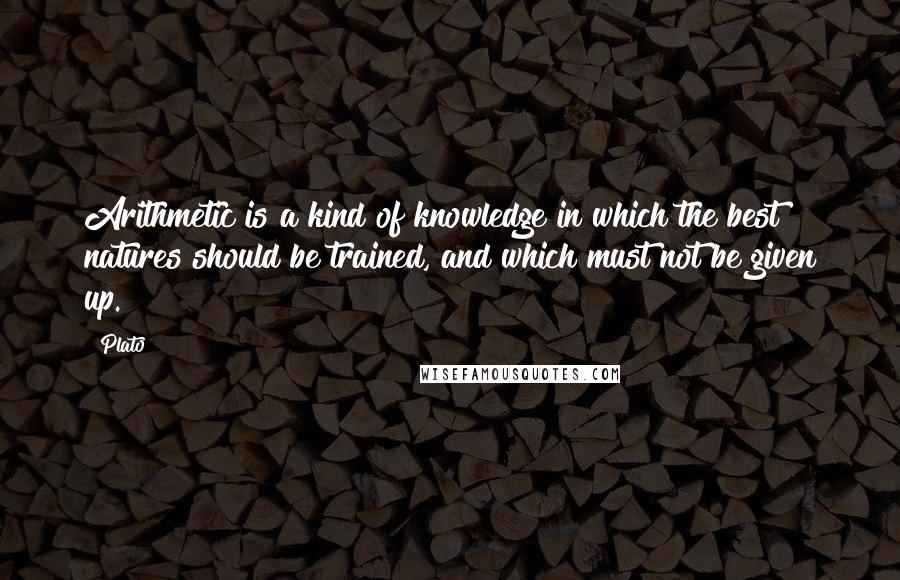 Plato Quotes: Arithmetic is a kind of knowledge in which the best natures should be trained, and which must not be given up.