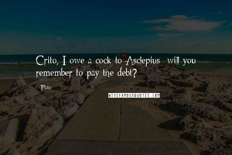 Plato Quotes: Crito, I owe a cock to Asclepius; will you remember to pay the debt?