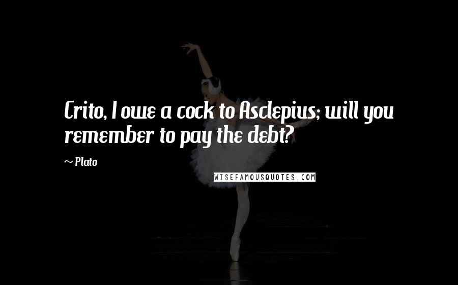 Plato Quotes: Crito, I owe a cock to Asclepius; will you remember to pay the debt?